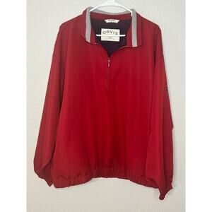 Orvis mens red half zip fly rod windbreaker with pockets and logo size XL